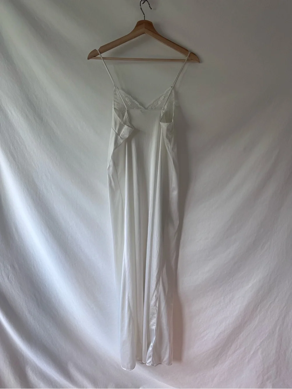 Vintage White Ivory Nightgown Lace Trim Babydoll Slip Dress Cottagecore Medium - Picture 5 of 11